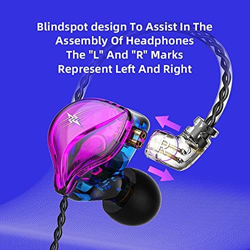KASOTT QKZ ZXT in Ear Monitor Headphones, Wired Earphones Stereo Bass, HiFi Wired Earbuds, Dynamic Dual Driver Gaming Earbuds with Detachable Cable for Musicians, Singer (Purple)