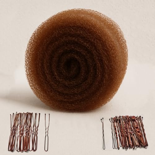 Light Brown Hair Sponge for Updo - Hair Donuts for Updos50 Bobby Pins+20 U-ClipsVolume Hair Bumps ToolHair Padding for Updos