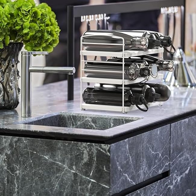 Simple Houseware Water Bottle and Travel Mug Cabinet Adjustable Storage Rack Organizer, White