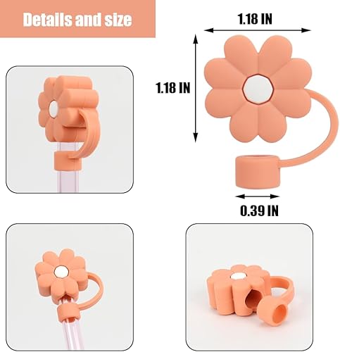 Miniatura 4 de Tapa de paja de flores para Stanley Cup Accesorios Tapón a prueba de derrames de 0.394 in, lindos tapones para Stanley 40 oz 2.0 y 1.0, tapón de
