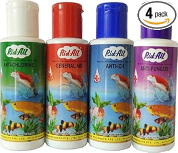 Anti-Chlorine + General Aid + Anti-Ich + Anti Fungus Rid-All Aquarium Fishes - 120 Ml (4 Bottles)