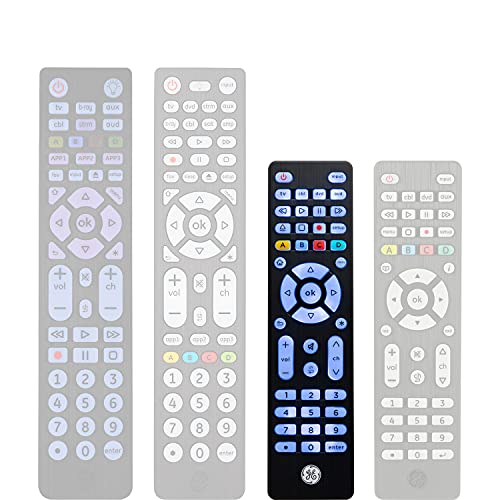 GE Backlit Universal Remote Control for Samsung, Vizio, LG, Sony, Sharp, Roku, Apple TV, RCA, Panasonic, Smart TV, Streaming Players, Blu-Ray, DVD, Simple Setup, 4-Device, Black, 48843 Brushed Black