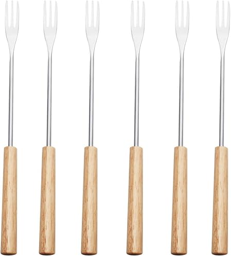 STOBAZA 6 tenedores de fondue de acero inoxidable de 10.2 pulgadas, palitos de fondue de queso, utensilios de cocina, tenedores de alimentos con