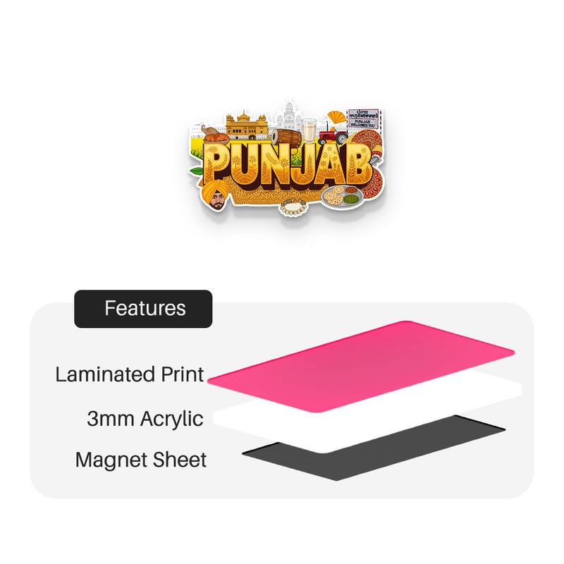 Image of Punjab Fridge Magnets, Glossy Finish, Stylish Magnet for Fridge, Wardrobe & Metal Surfaces
