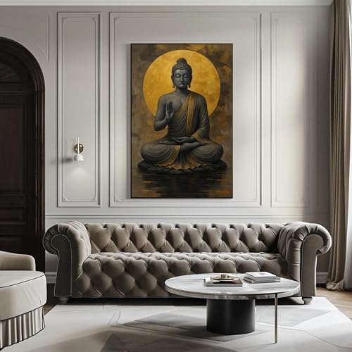 Tableau Bouddha doré 40x60cm impression sur toile zen