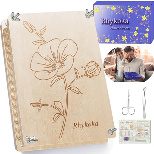Rhykoka Large Flower Press Kit for Adults 10 Layers 30 x 21 CM DIY Wood Flowers Leaf Plant Press Kit Flower Pressing Kit DIY Arts and Crafts Lovers (Wood)