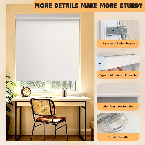 Image of Niche Blinds Cordless Blackout Roller Shades with Valance,White,37 inch Wx72 H