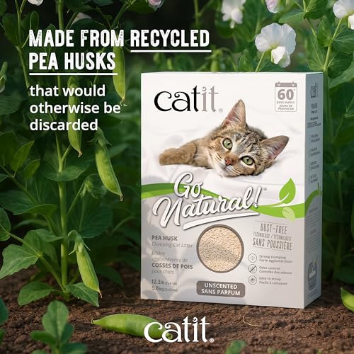 Image of Catit Go Natural Pea Husk Clumping Cat Litter, Unscented, 12.3 lbs
