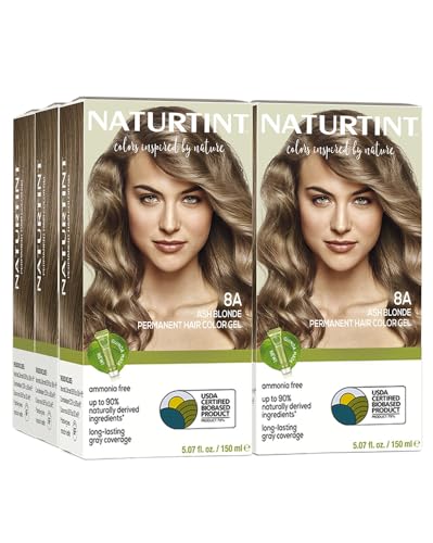 Image of Naturtint 8A Ash Blonde Permanent Hair Color (Pack of 6), Ammonia Free, Vegan, Cruelty Free, up to 100% Gray Coverage, Long Lasting Results (Packaging may vary)