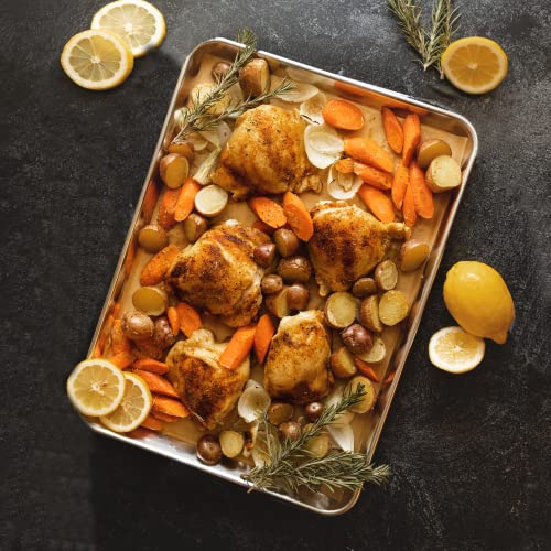 Image of KITCHENATICS Jelly Roll Baking Pan Aluminum Nonstick Warp Free Set of 2 | Rimmed nonstick trays used for roasting meats, baking pastries and catching drippings while cooking