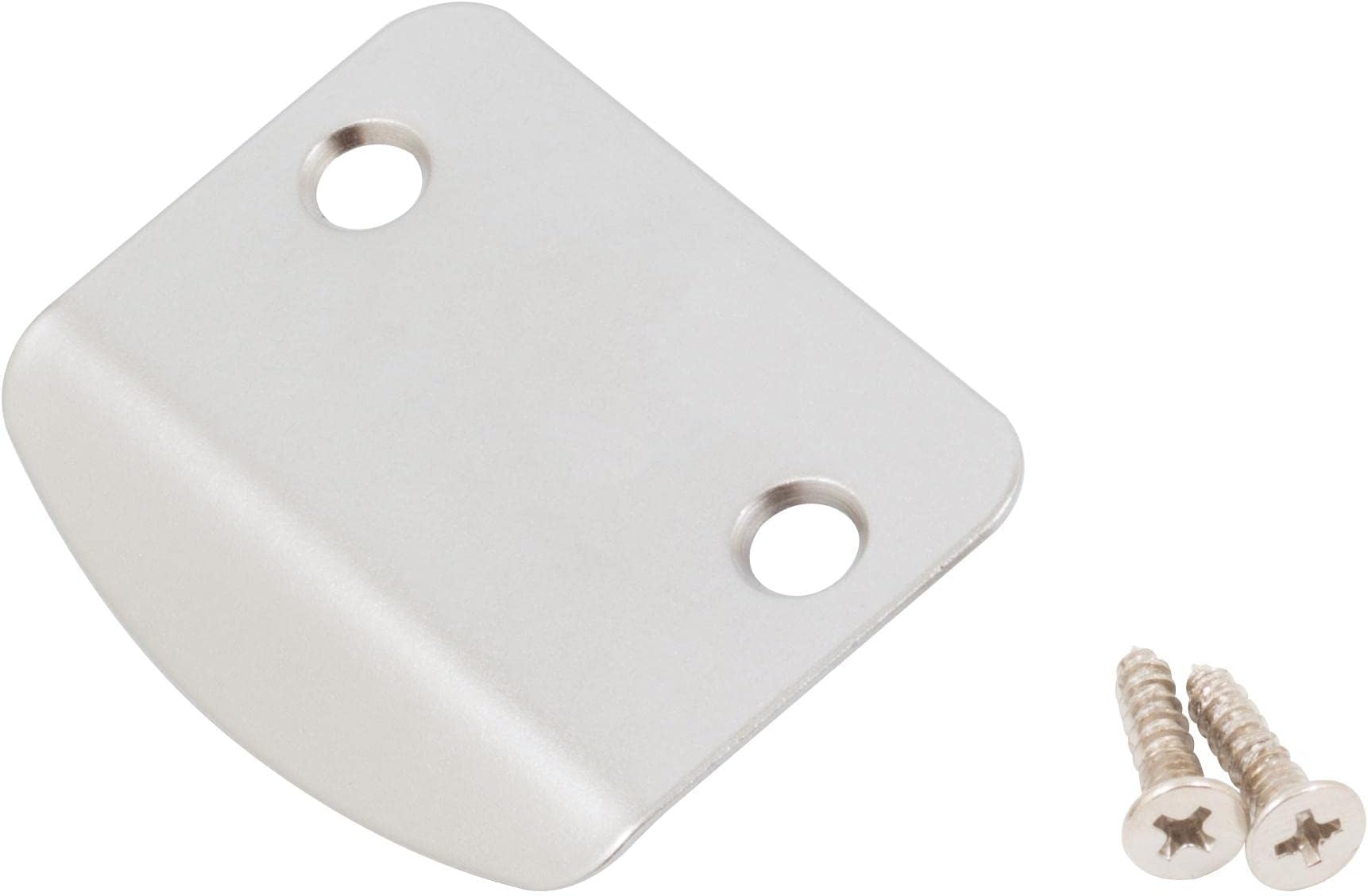 Stone Harbor Hardware Full Lip Round Corner Blank Strike Plate, 2-1/4 Inches, 1-5/8" Center-to-Center, Satin Nickel