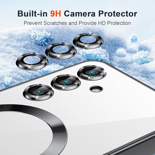 Image of VONZEE Clear Logo Electroplating Transparent Case for Samsung S25 FE 5G, Magnetic Plating [Support for MagSafe Charger] Electroplate TPU Cover, Individual Camera Protection for Each Lens - Black