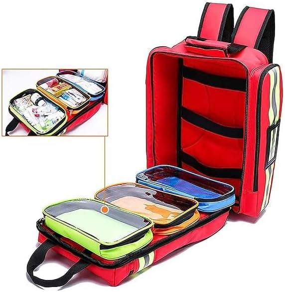 Medical First Aid Bag, Waterproof Multi-Pocket Emergency Treatment Backpack, for Hiking Travel Field Trips