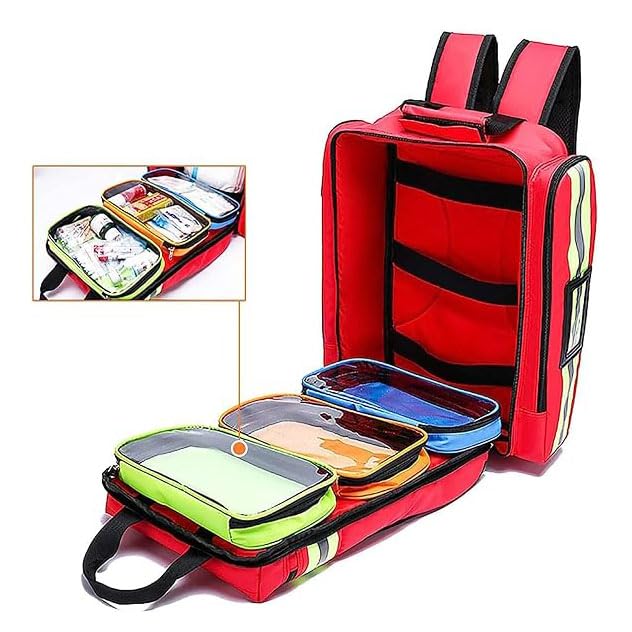 Bolsa de Primeros Auxilios médicos, Mochila Impermeable para Tratamiento de Emergencia con múltiples Bolsillos, para excursiones de Senderismo y Viajes,Azul