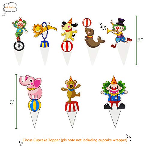 48 Pieces Circus Animal Cupcake Topper For Carnival Themed Kids Birthday Party Favor Decorations #TOP1