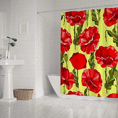 Rideau de douche imperméable anti-éclaboussures fleurs rouges 60x72