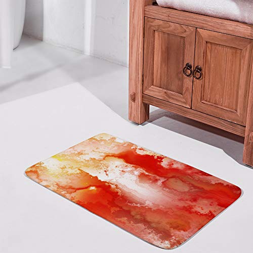 Tapis de bain antidérapant aquarelle rouge en velours corail Ruchen - 3