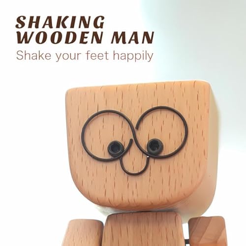 image for Generic Shaking Wooden Man, Shaking Wooden Man Figurine for Car Dashbo