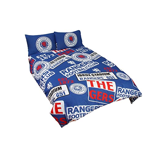 Rangers FC Patches Duvet Cover Set (Double) (Blue/White/Red)