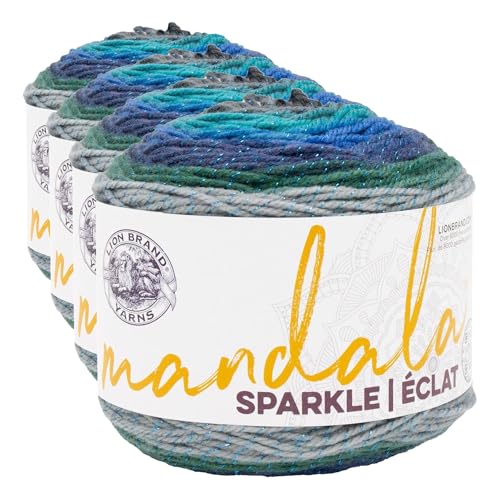 Image of Lion Brand Yarn Mandala Sparkle, Multicolor Yarn for Knitting, Crochet and Crafting, Volan, 4 Pack