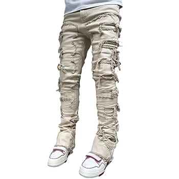 パンツ LGB sky white biker cut-off denim Y2K Amazon.com: XYGJZ Men's Ripped Jeans Slim Fit Destroyed