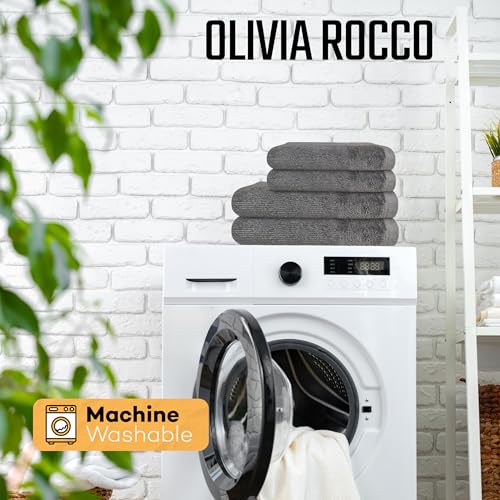 Olivia Rocco 4 Piece Regal Towel Bale Set with 2 Large Bath & 2 Hand Towels Ultra Soft Quick Drying Highly Absorbent 100% Cotton Bathroom Sets, Grey - Cosy Home Interiors Olivia Rocco 4 Piece Regal Towel Bale Set with 2 Large Bath & 2 Hand Towels Ultra Soft Quick Drying Highly Absorbent 100% Cotton Bathroom Sets, Grey - Image 7