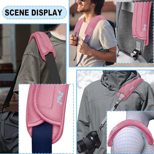 Image of ZINZ 2-Pack Universal Shoulder Pad with Ultra thick Cushion for Bag Luggage Bag Crossbody, Plus Long & Anti-Slip & Breathable,Pink-2Pack