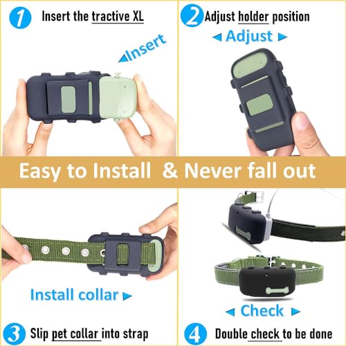 2 Pack Silicone Holder Compatible for Tractive XL GPS Tracker,Durable Accessories Cover Finder Anti-Scratch,Secure Sturdy case with Strap for Dog Pet Collar (Black,Green) - Image 5