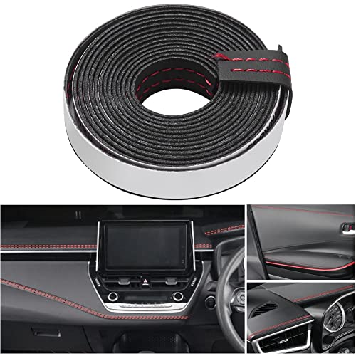 Jscarlife Car Interior Trim Strip, 2M/6.6Ft Diy Car Molding Leather Trim Line, Door Dashboard Seam Strips, Auto Body Universal Modified Strips (Red) #TOP15