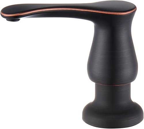 GAGALIFE Dispensador de jabón para fregadero de cocina, bronce aceitado, dispensador de jabón integrado con botella de 13 onzas, repuesto desde la