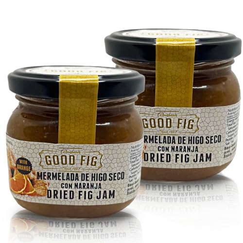 GOOD FIG | Pack 2 Mermeladas de higo seco con naranja | 210 gramos | Higos 100% naturales | Higos variedad Calabacita de Almoharín, España | Apta para veganos y celíacos