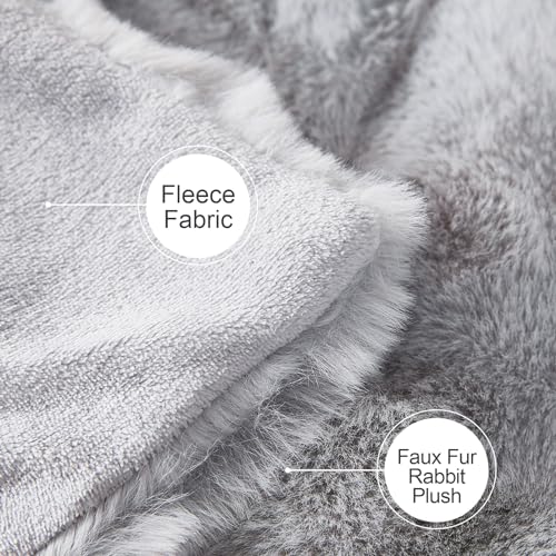 Kuscheldecke Kaninchen Plüsch Decke Super Soft Wohndecke Dick 1000 G/M² Flanell Decke Couchdecke Warme Überwurfdecke Sofadecke Vielseitig Blanket Für Bett Sofa Schlafzimmer Büro Hellgrau 100 x 160cm