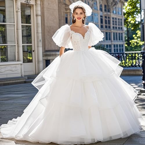 baotongle Women's Hoop Petticoat Crinline Underskirt Petticoat Skirt for Women Under Dress for Wedding Gown Tulle Slips Skirt (US, Numeric, 35, Regular, Regular, 4-hoop, White)