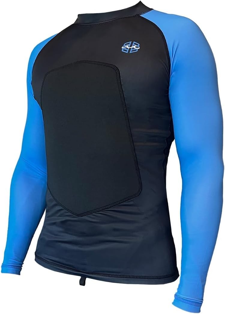 RIBBY SPF 50+ 5mm Padded Rash Guard, Black and Blue, Long Sleeve (Large) - Image 6