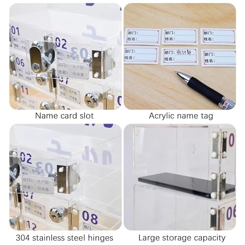 Scatola portaoggetti trasparente con serratura a 12 scomparti, design in lega di alluminio, pratica soluzione di archiviazione per forniture per ufficio, accessori da scrivania moderni
