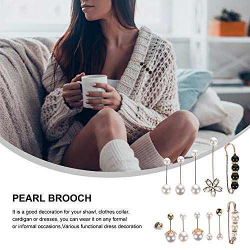 Amosfun Broche de Pérola 12 Peças Femininas Suéter Xale Clipe Cardigã Gola Camisa Vestido de Seguran