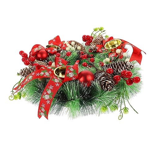 FUNOMOCYA Candle Holder Christmas Ornament 12 Pcs Xmas Wreath Candle Holder Table Centerpiece