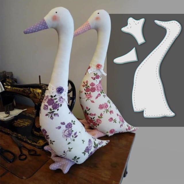 3 PCS Tilda Doll Ducks Template Ruler Set with Instructions, Acrylic Quilting Template Cutting Set, DIY Gifts for Birthday Home Decorations (12 inch)