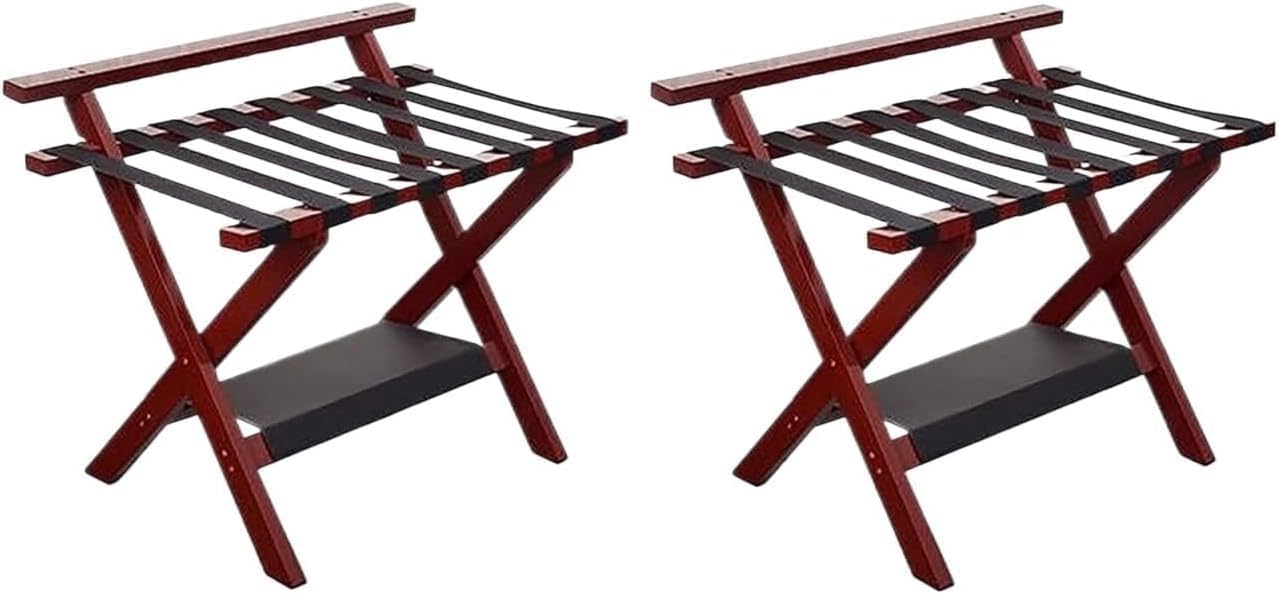 Suitcase Holder Stand 2 Pack Luggage Racks Wood Suitcase Stand with Shelf Luggage Holder Stand for Hotel Bedroom Hotel Use,Rosso-80 * 50 * 65cm