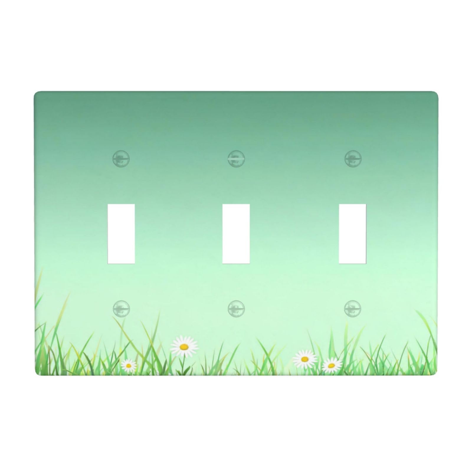 Sage Mint Fade 3 Gang Switch Plate Cover-Unbreakable Polycarbonate Wall Plate, Heat Resistant Toggle Switch Decor for Home