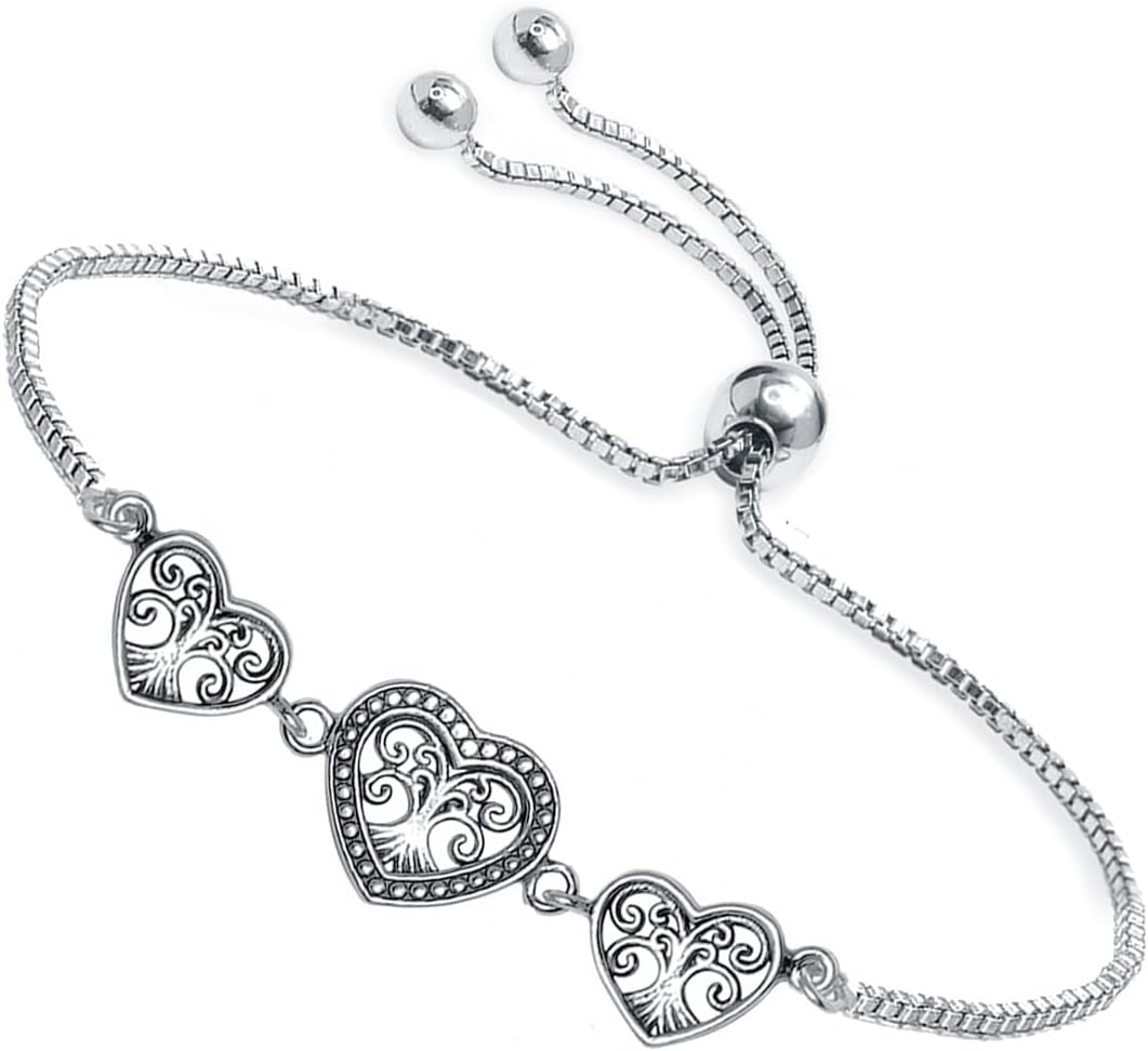 Charmsy 925 Sterling Silver Sliding Bolo Bracelet for Women | Women's Italian Handmade Adjustable Bolo Bead Ball Slider Bracelet