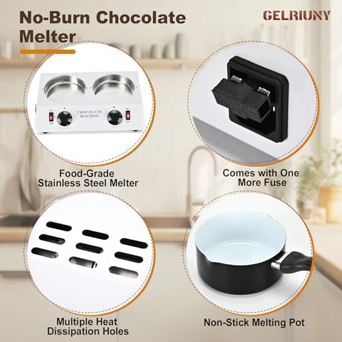 2026 Upgrade Chocolate Melting Pot,2x1L Chocolate Melting Machine(80W,110V) - 3