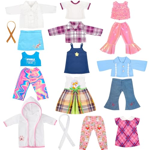 WONDOLL American 18-Inch Doll Clothes, 8 Sets Doll Clothing and Accessories for 18 inch Doll, Baby Doll Dress up Toys for Girls Kids