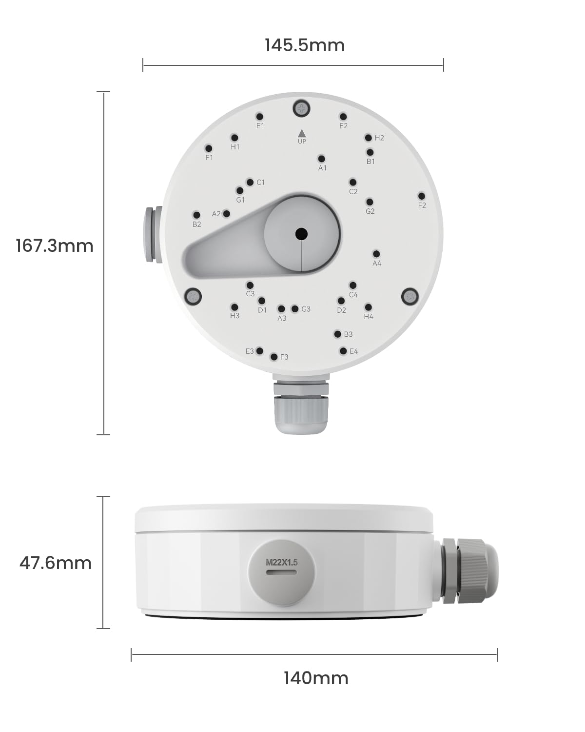 Reolink Scatola di Giunzione D20, Progettata SOLO Telecamere IP Dome RLC-520A, RLC-820A, RLC-823A, RLC-1224A, RLC-833A, RLC-842A, RLC-523WA, RLC-542WA, E1 Outdoor Serie