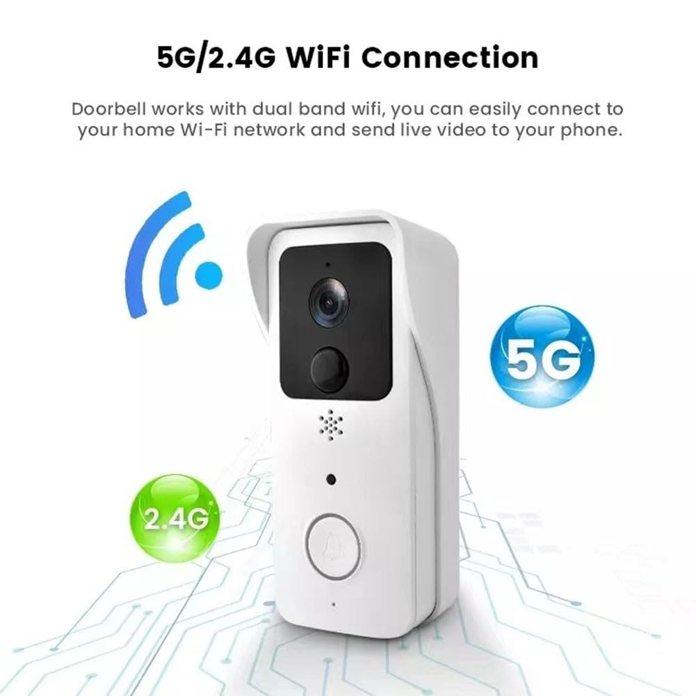 Campanello video 1080P 5G 2.4G per WiFi Dual Band per Tuya App Audio bidirezionale IP65 Resistente alle intemperie Campanello di sicurezza esterna Alimentato ACDC Nero