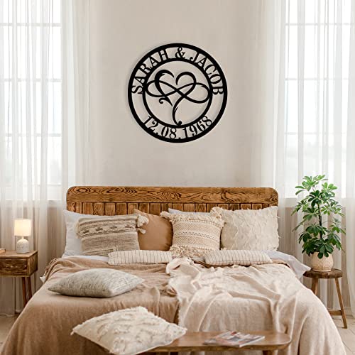 Personalized Infinity Symbol,Custom Family Name Metal Signs,Name Sign Wall Hanging, Couples Names-Eternity Symbol For Anniversary And Wedding-Heart Monogram Metal Sign #TOP5