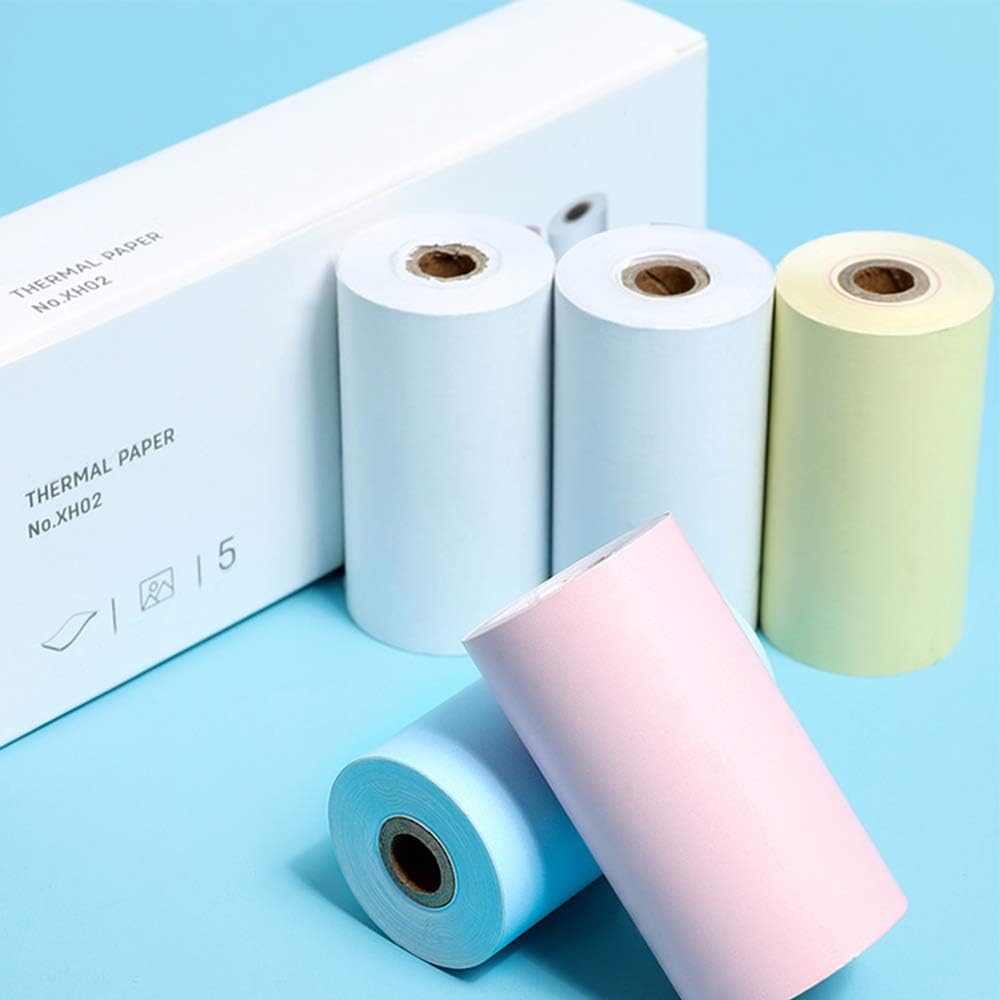 Cheapest 🛒 Mini Photo Printer, Wireless Bluetooth Thermal Printer Rechargeable Label Maker, Supports iOS Android Smartphone Windows, with USB Cable & 3+1 Rolls Thermal Label Paper