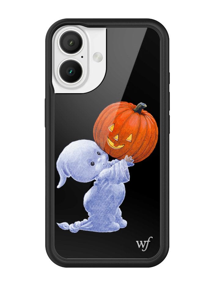 Image of Wildflower Cases - Compatible with iPhone 16 | Protective Black Bumper, 6.5ft Drop Test Certified, Women Owned Small Business | Halloween Ghost Pumpkin Orange Aesthetic Trendy | Boo