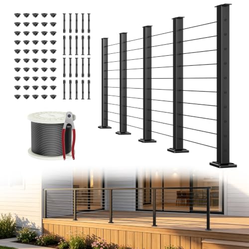 Image of BLIKA 16FT-24FT Complete Set 36 inch Cable Railing Post Kit