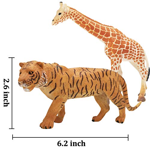 Safari Animals Figures Toys 20 Piece, Realistic Plastic Animals Figurines, African Zoo Wild Jungle Animals Playset With Elephant, Giraffe, Lion, Tiger For Kids Party Supplies Cake Topper #TOP5